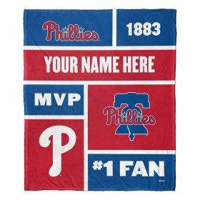 [Personalization Only] OFFICIAL MLB Colorblock Personalized Silk Touch Throw Blanket - Phillies