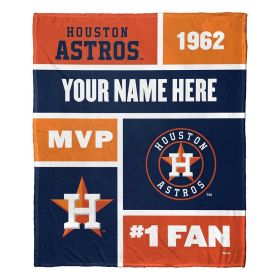 [Personalization Only] OFFICIAL MLB Colorblock Personalized Silk Touch Throw Blanket - Astros