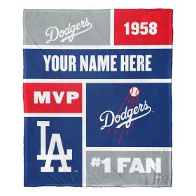 [Personalization Only] OFFICIAL MLB Colorblock Personalized Silk Touch Throw Blanket - Dodgers