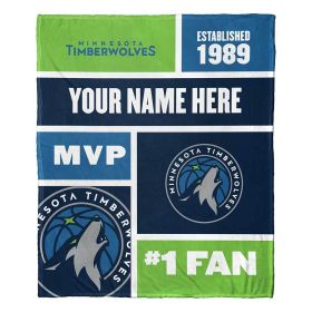 [Personalization Only] OFFICIAL NBA Colorblock Silk Touch Throw Blanket - Minnesota Timberwolves