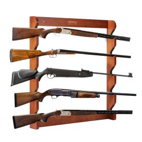 VEVOR Gun Rack, Wood Gun Rack Wall Mount, Gun Display Rack holds 5 Rifles, Shotguns