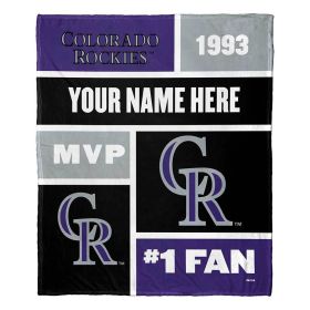 [Personalization Only] OFFICIAL MLB Colorblock Personalized Silk Touch Throw Blanket - Rockies