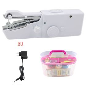 Handheld Portable Electric Sewing Machine Set Mini Household Handy Stitch Handheld Electric Sewing Machine (Option: White-EU-A)