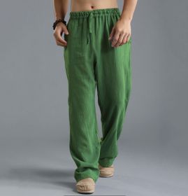 Men's Loose Casual Pants Linen Breathable Sports Trousers (Option: Green-S)