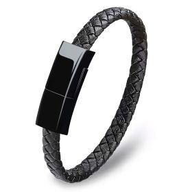 USB Charging Bracelet Cable Fashion Double Braided Leather Wrist Data Charger Cord; Perfect Birthday/Christmas/New Year/Thanksgiving Day Gift For Fami (size: Type-C)