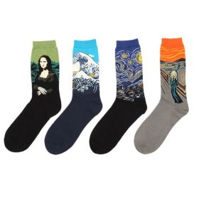 Hot Dropshipping Autumn winter Retro Women New Art Van Gogh Mural World Famous Oil Painting Series Men Socks Funny Socks (Color: 4 Paris)