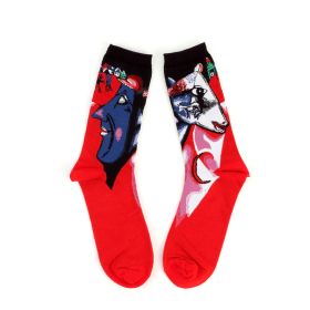 Hot Dropshipping Autumn winter Retro Women New Art Van Gogh Mural World Famous Oil Painting Series Men Socks Funny Socks (Color: 21)