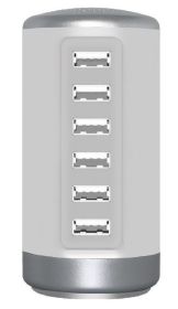 6 Port Fast Charge Tower (Color: White)