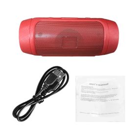 Portable Speaker Wireless Bluetooth-compatible Outdoor Waterproof 3D Stereo Loudspeaker Wireless Sound System Support FM Radio (Color: Red)