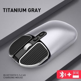 Bluetooth 5.1+2.4G Wireless Dual Mode Rechargeable Mouse Optical USB mice for PC/Mac/Laptop/IPad/Phone /Notebook/Android Tablet (Color: Gray)