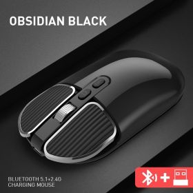 Bluetooth 5.1+2.4G Wireless Dual Mode Rechargeable Mouse Optical USB mice for PC/Mac/Laptop/IPad/Phone /Notebook/Android Tablet (Color: Black)